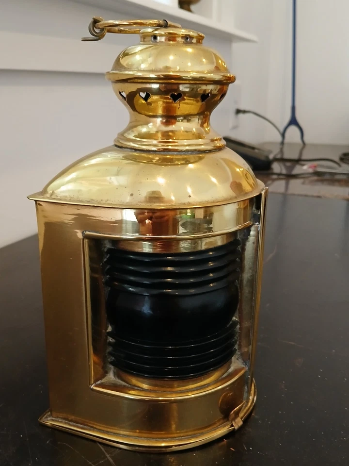 Vintage Brass Port & Starboard Red Green Nautical Lantern Made in NY USA 9" - Image 2 of 4