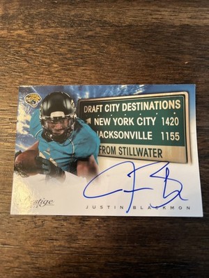 2012 Playoff Prestige - Draft City Destinations Justin Blackmon #6 Signatures