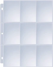 Clear 9 Pocket Page Protectors for Cards - Acid-Free, 36 Sheets for Collectors