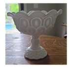 vintage L. E. Smith milk glass pedestal compote dish featuring the Moon and Star
