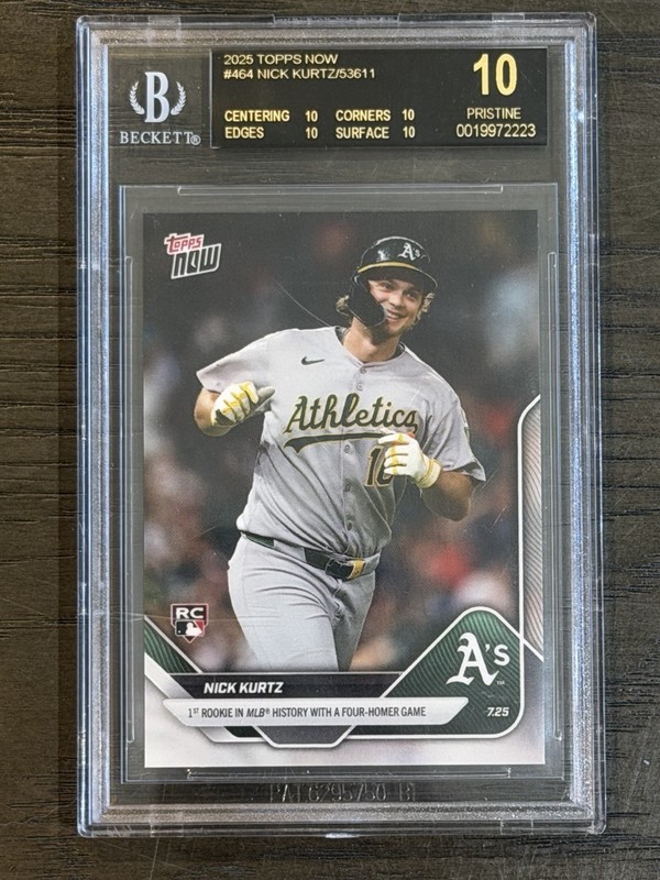 2025 TOPPS NOW #464 NICK KURTZ BGS 10 BLACK LABEL - PRISTINE