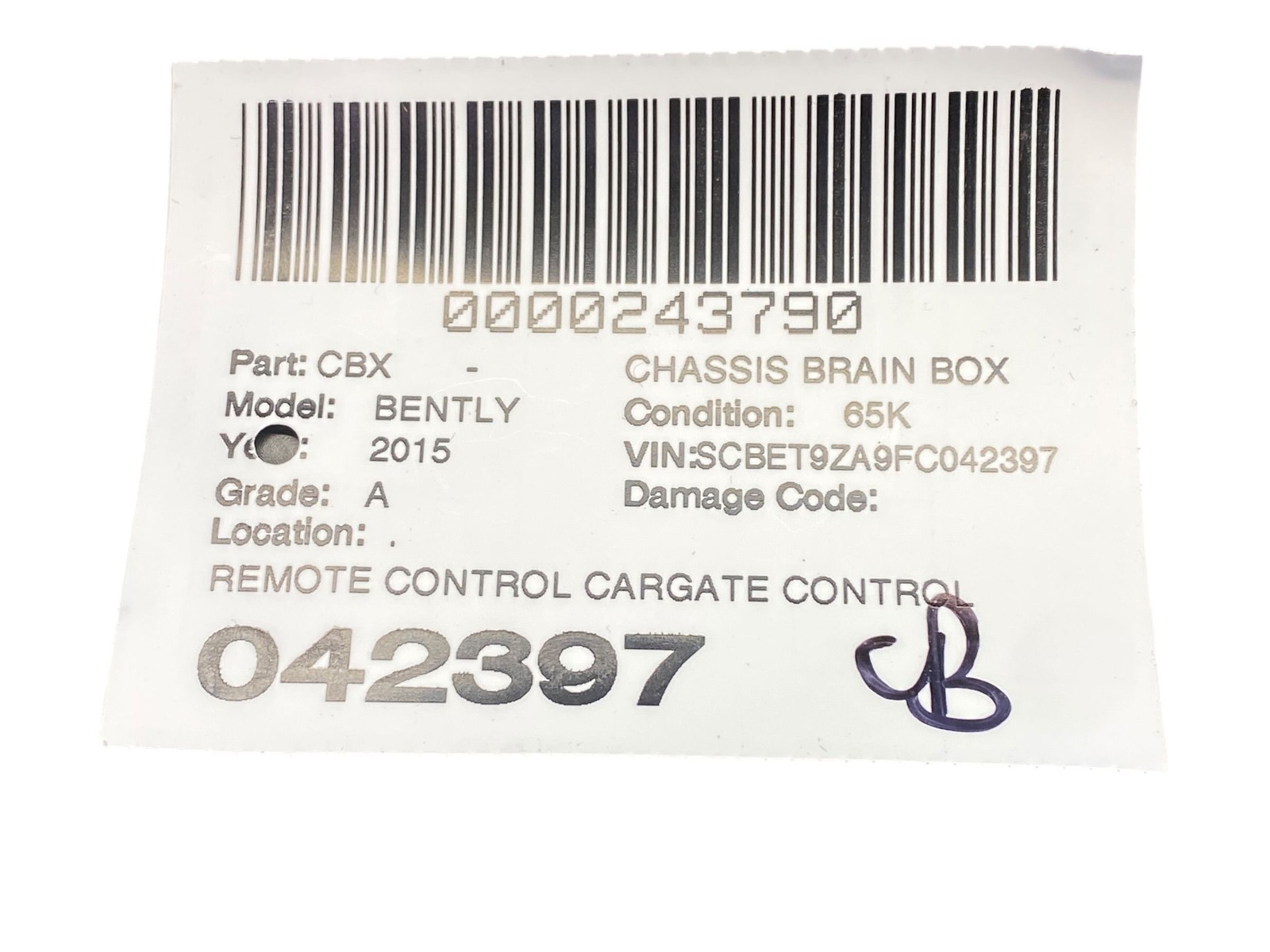 2013-2019 BENTLEY FLYING SPUR 4W 223B REMOTE CONTROL CARGATE CONTROL MODULE UNIT
