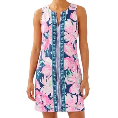 LILLY PULITZER Carlotta Shift Dress Tidal Wave Pans Garden Floral Size 2 NWOT - Image 1 of 4