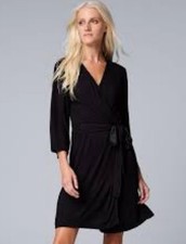 NEW Vintage Simply Vera Vera Wang Black Wrap Dress with Bottom Sheer Detail