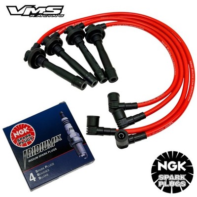 VMS RACING RED 10.2M WIRES NGK IRIDIUM IX SPARK PLUGS FOR 88-91 HONDA CIVIC CRX