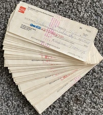 100 Different Vintage Original 1970s COCA COLA COKE Canceled Soda Checks Receipt