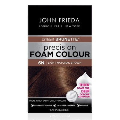John Frieda Precision Foam Hair Color Light Natural Brown 6N Kit No Mess 100 ...