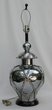 Vintage Faux Bamboo Chrome Ginger Jar table L...