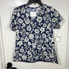 NWT Vera Bradley 3 Pocket Floral Short Sleeve Scrub Top Women  s S