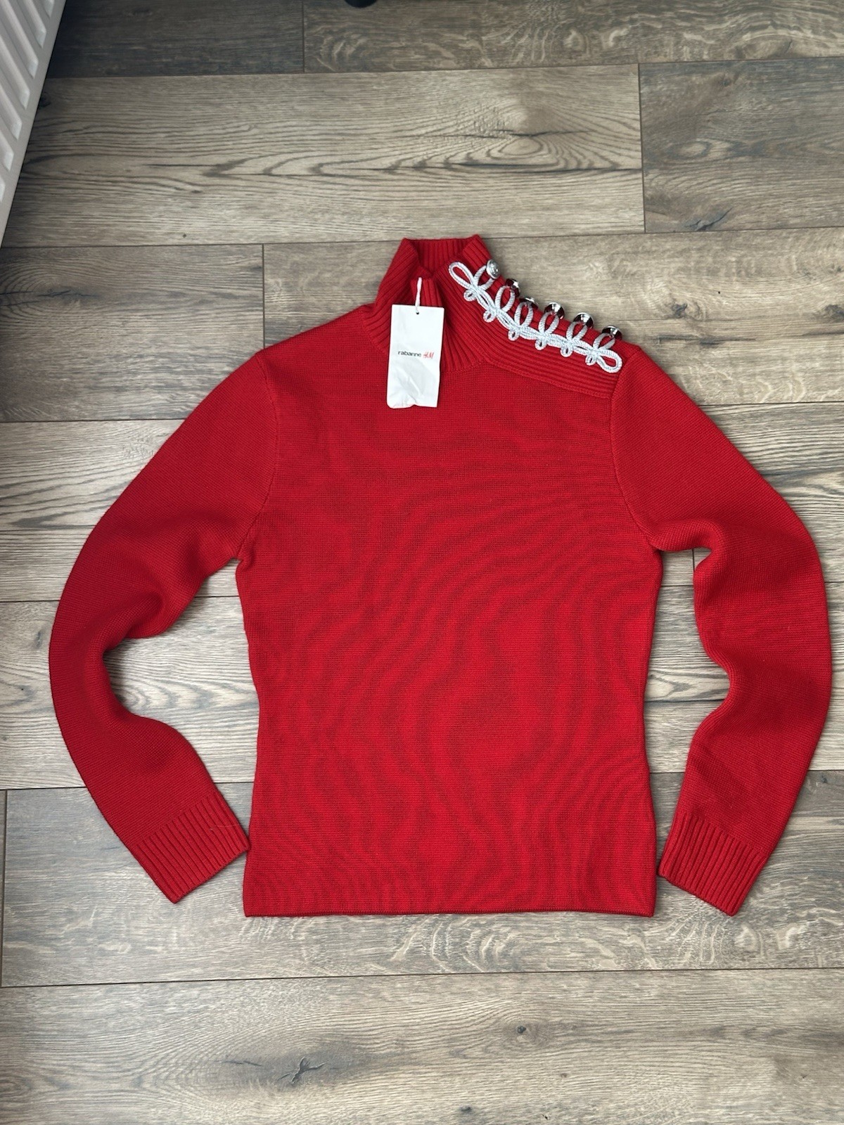 Rabanne x H&M Limited Edition Woman WOOL SWEATER WITH TURTLENECK Red New Size M image 6