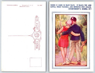 Lovers  Romance Tennis Is Good In Many Ways Bamforth Comic Tennis Postcard AF213