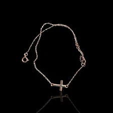 FAS Sterling Silver 925 Cross Bracelet Or Anklet Chain 10.5"