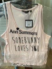 Ann Summers Pyjama Top  Shorts PJ Set Pink Hearts Some Bunny Loves You 12-14