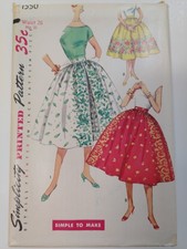 Simplicity 1550 Skirt Swing Full Sewing Pattern Ladies 26" 14 VTG 50's UC Border