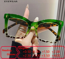 Women Anti Blue Light Reading Glasses Square Oversize Fashion Clear Lens Readers