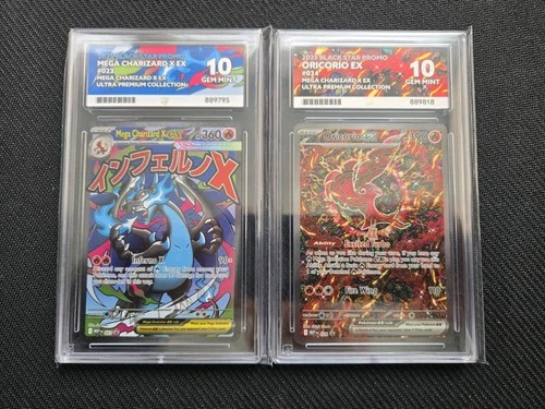 Mega Charizard x ex 023 & Oricorio ex 024 Perfect Subgrades Ace 10