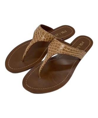 PRADA                    Embossed thong sandals brown 87548