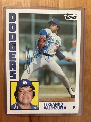 Jumbo 1984 Topps Super Fernando Valenzuela Auto w/ Cert Auth Dodgers HOF signed
