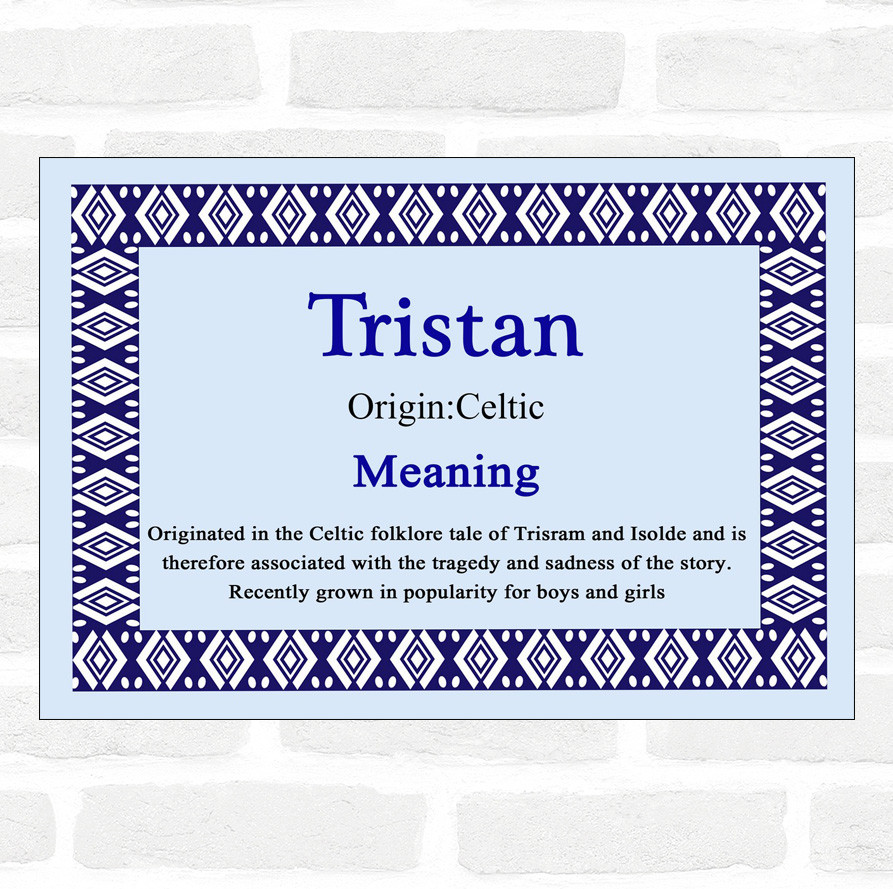 Tristan Name Meaning Blue Certificate | eBay