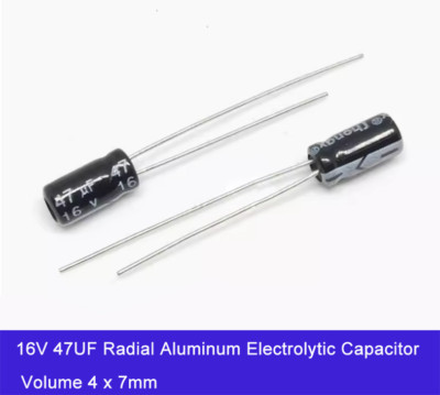 16V 47UF Radial Aluminum Electrolytic Capacitor Volume 4 x 7mm