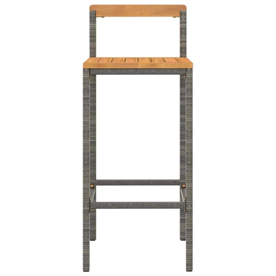 Taburetes de bar 4 piezas gris poli ratán y madera maciza acacia vidaXL Foto 4 de 4