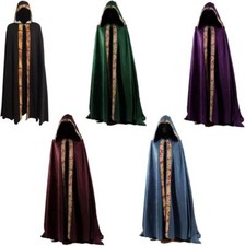 Medieval Hooded Cloak Adult Renaissance Long Cape Robe For Men Cosplay Halloween