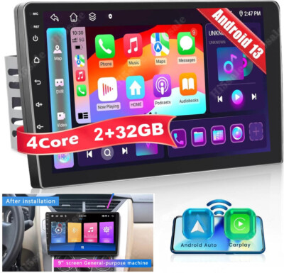 9'' 2+32GB Android 13 Double 2 Din Car Stereo CarPlay GPS Navi WiFi BT RDS Radio