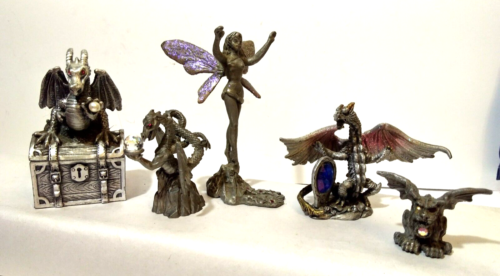 PEWTER DRAGONS, mixed lot of 5. DS07 - Picture 1 of 12