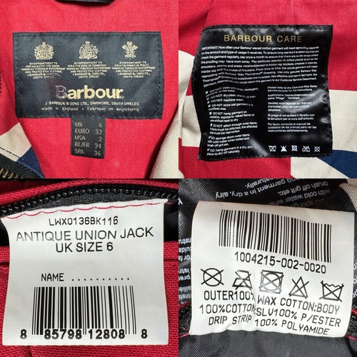 Barbour International Antique Union Jack Wax Jacket Womens Slim UK 6 Black - Picture 3 of 18