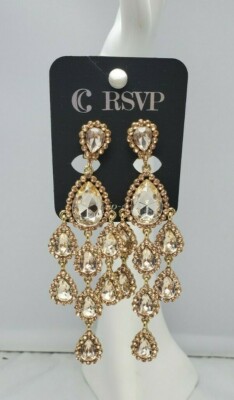 RSVP Roségold Wassertropfen Kronleuchter Clip Ohrring mit Strass