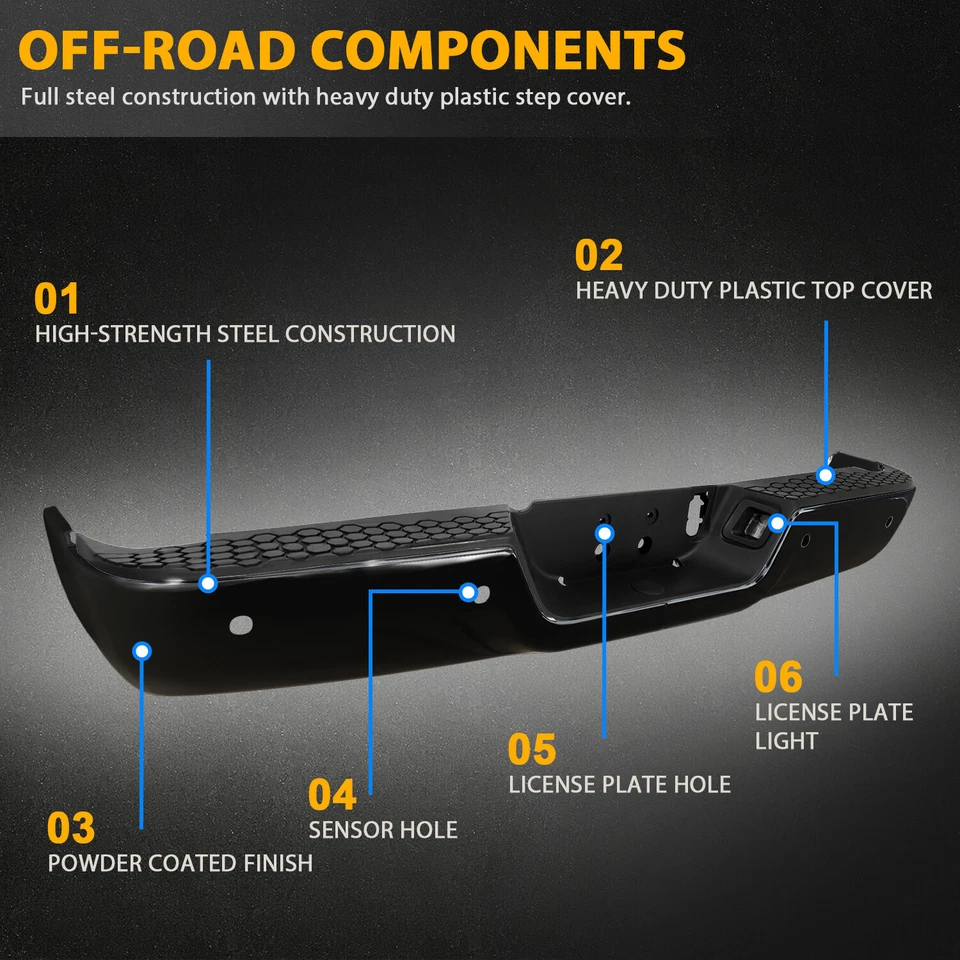 Black Rear Bumper Assembly For Dodge Ram 1500 2009-2018 19 2500 3500 2010-2012 - Image 2 of 4