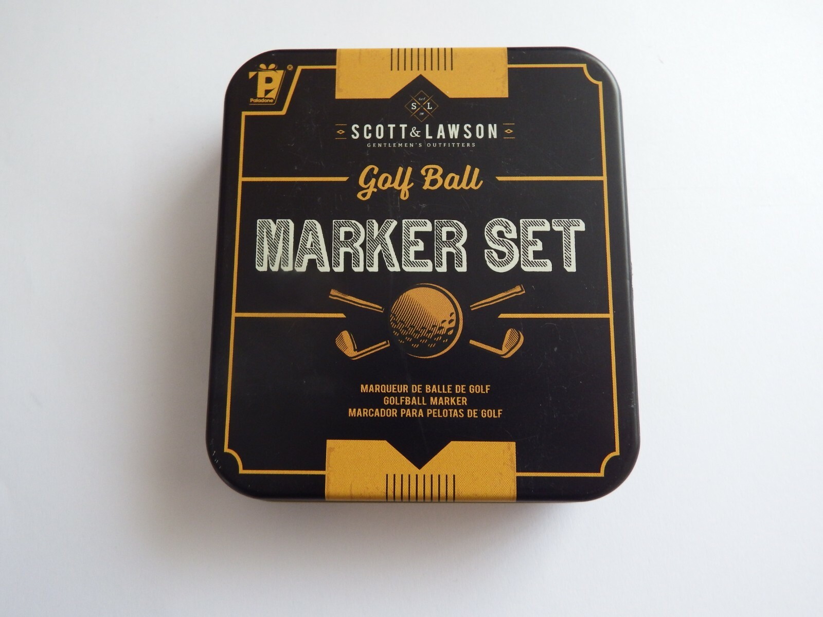 Golf Gift Set - Golf Ball Marker Set in metal Tin. Personalise your Golf Balls