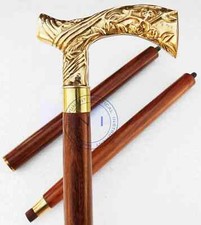 Victorian Design Brass Handle Nautical Wooden Walking Stick Cane Handmade Gift