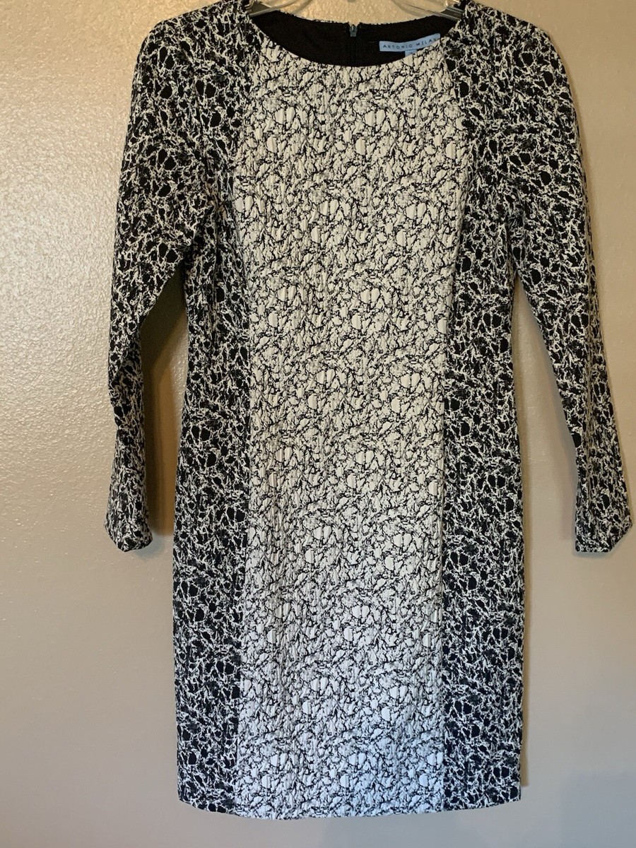 Antonio Melani Marbled Black And White Sheath Dress Size 2