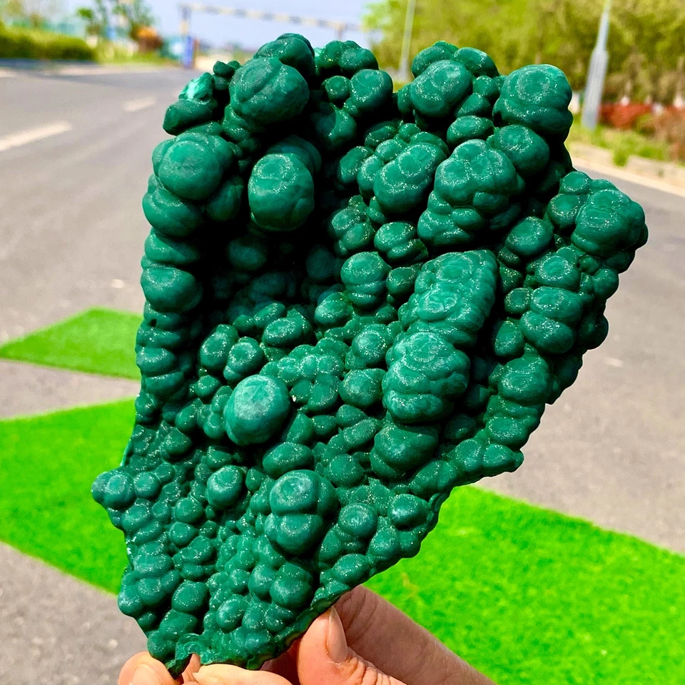 1.85LBRare!! Natural velvet Malachite stone cat eye cluster rough mineral sample - Image 4 of 4