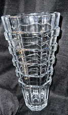 Vtg Art Glass Crystal Stacked Like Vase Tall Heavy See Details mba