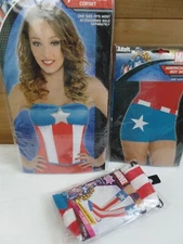 WOMEN'S SEXY AMERICAN DREAM/ CAPTAIN AMERICA CORSET/ SOCKS/ BOYSHORTS 3pcCOSTUME