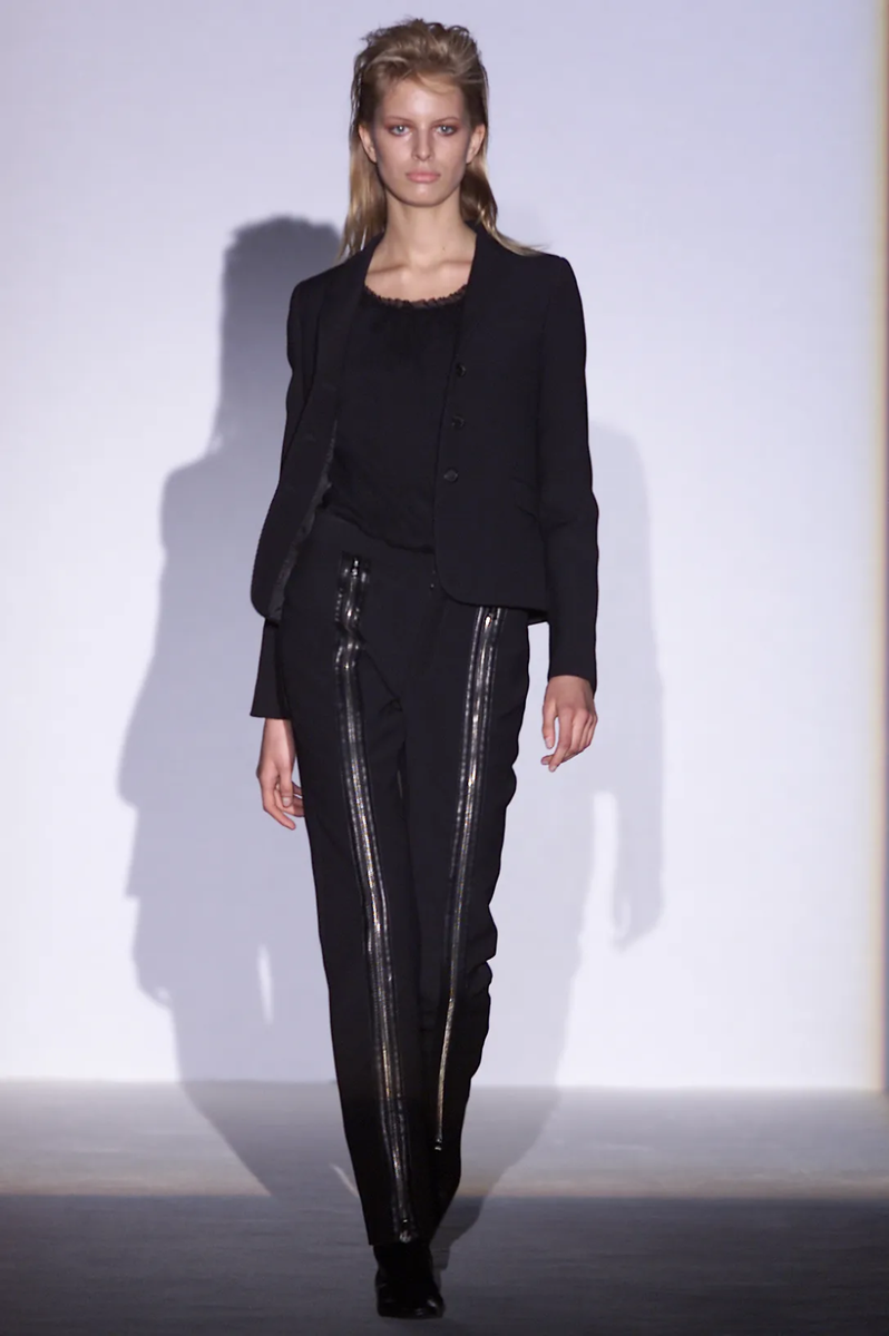 Gucci Tom Ford Fall 2001 Runway Vintage Wool/Leather Zipped Black