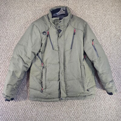 Down Fkow Jacket Mens XL (Measures Large) Full Zip Down Filled Ski Snowboard