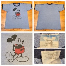 Vtg Disney Casuals Mickey Mouse Ringer Single Stitch T-Shirt Sz XL Made in USA