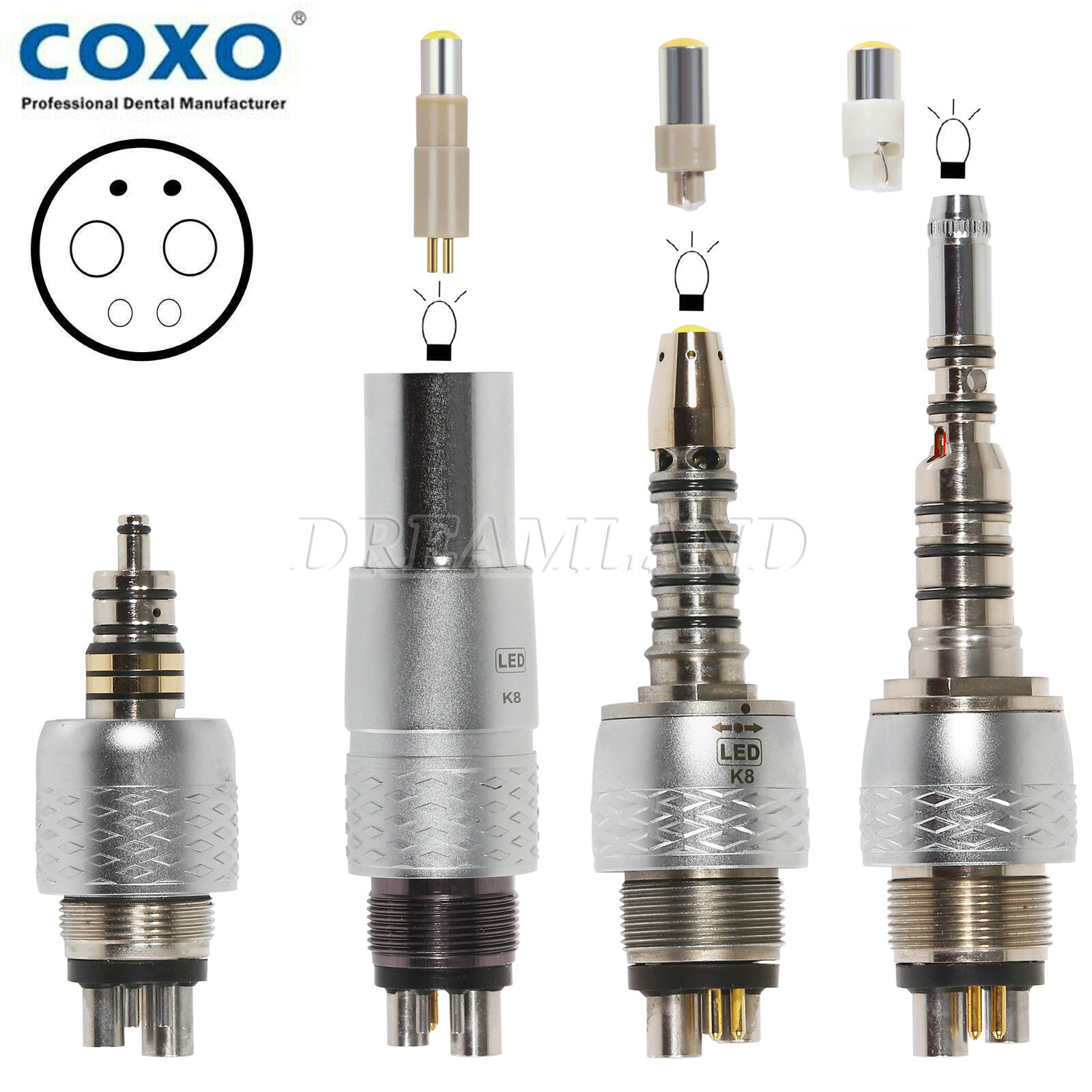 COXO Dental 6 Pin Coupler LED Bulb For KAVO NSK Sirona R/F Fiber Optic