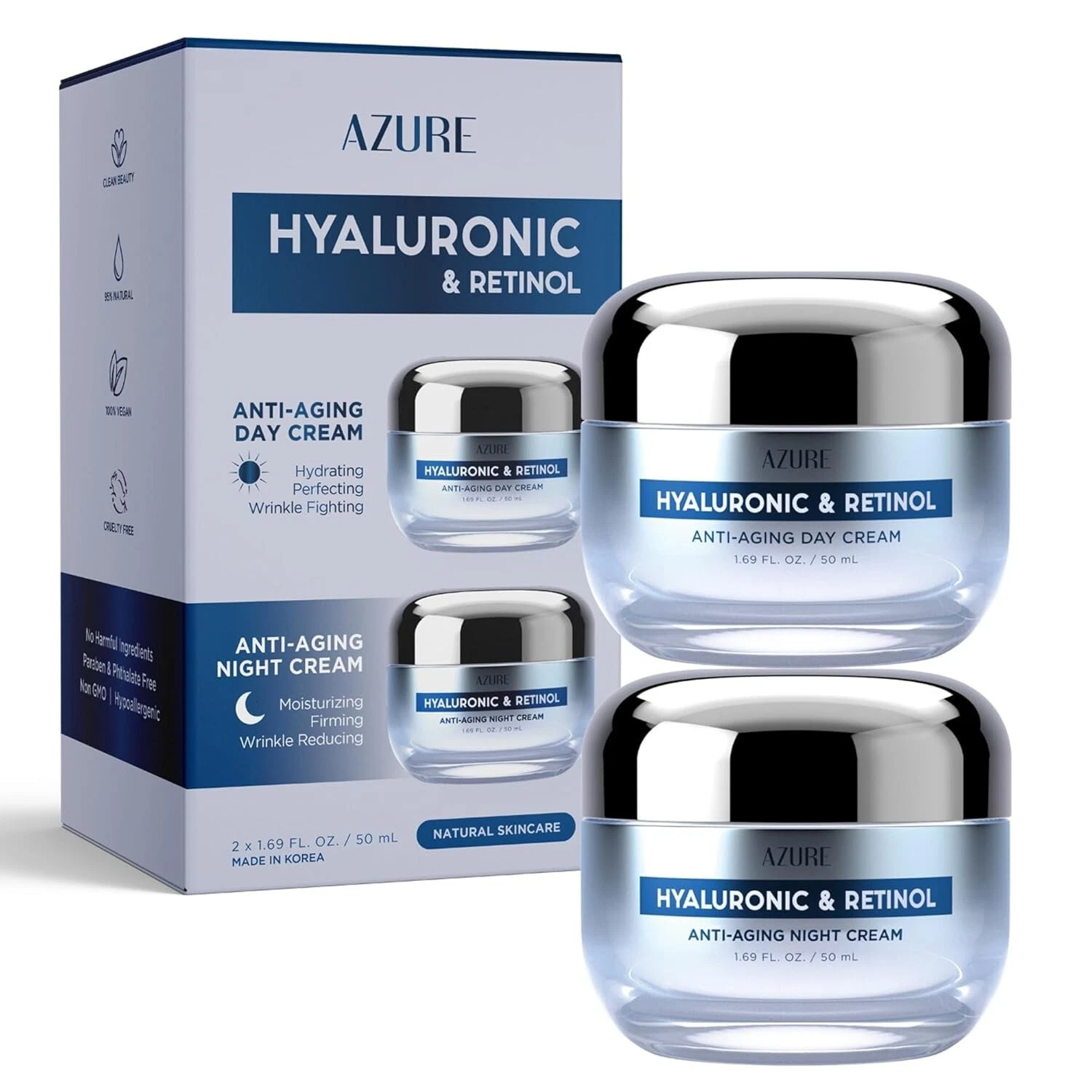AZURE Hyaluronic Acid & Retinol Day/Night Cream Value Set