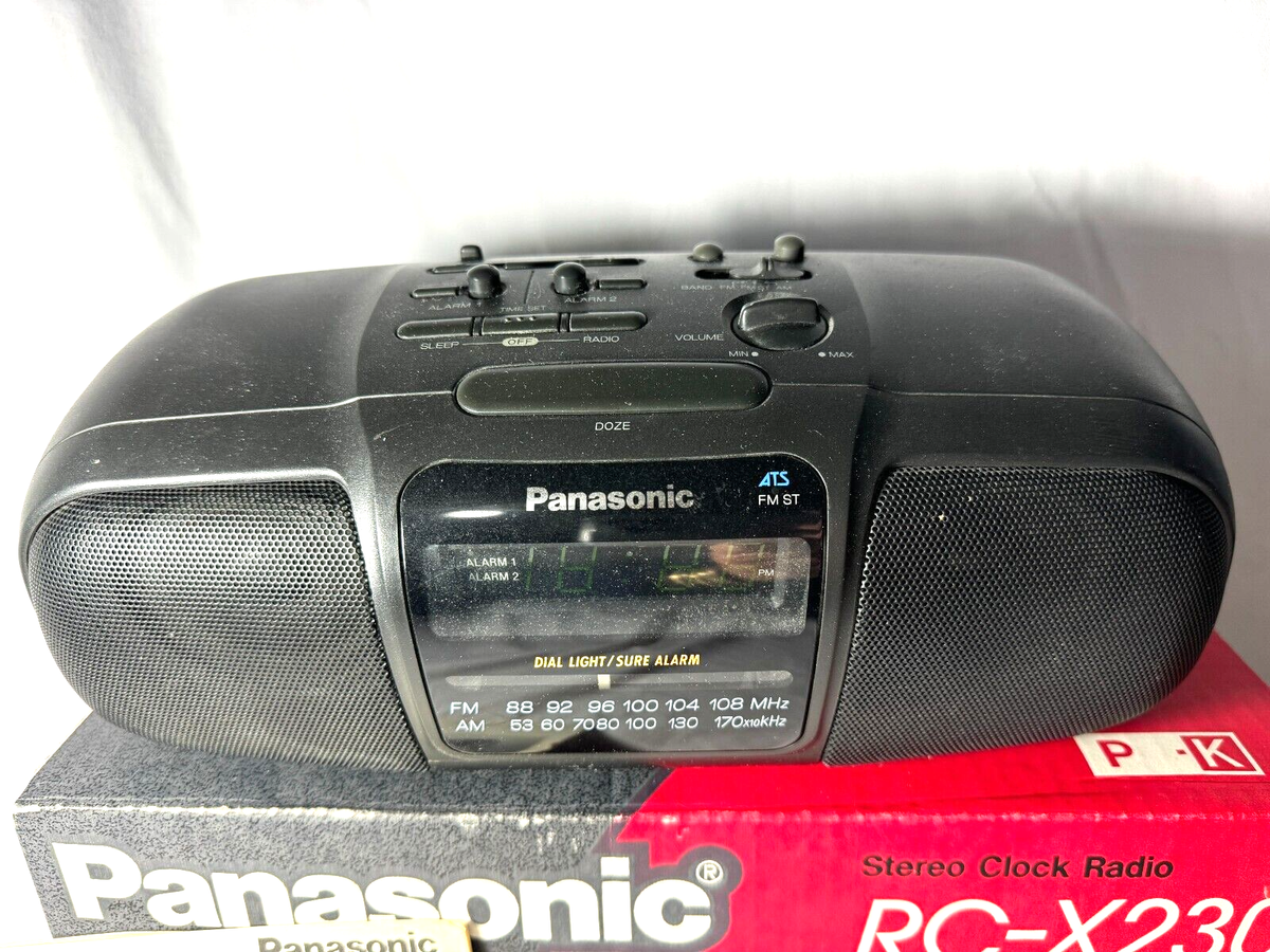 VINTAGE PANASONIC RC-X230 STEREO CLOCK RADIO ALARM IN BOX -FREE
