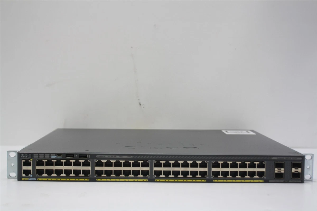 Cisco Catalyst 2960X 48 Port GBE Switch WS-C2960X-48LPS-L SFP PoE+ 370w w/ Stack