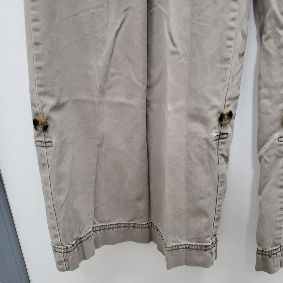 Pantalones Ann Taylor LOFT Marisa Beige Plisados Frontales Pestaña Enrollada Acampanados Pierna Ancha Talla 4 Foto 3 de 4