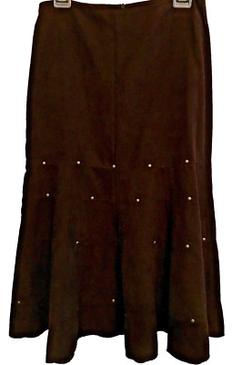 Skirt Western Flair Size 6 Studio 1940 Gothic Brown Studded Tiered A Line VTG