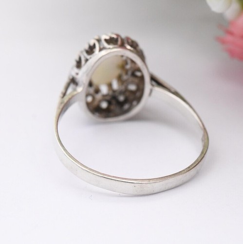 Anillo vintage de plata esterlina con racimo de ópalo 1978 - estilo antiguo de mediados de siglo - Imagen 7 de 7