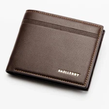Mens Leather Thin Wallet Credit Id Card Holder Bifold Purse Coin Pocket Billfold