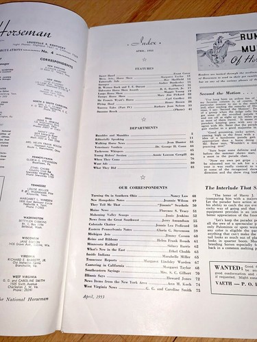 April 1953 THE NATIONAL HORSEMAN - Sweet Hazel on Cover - Picture 2 of 12