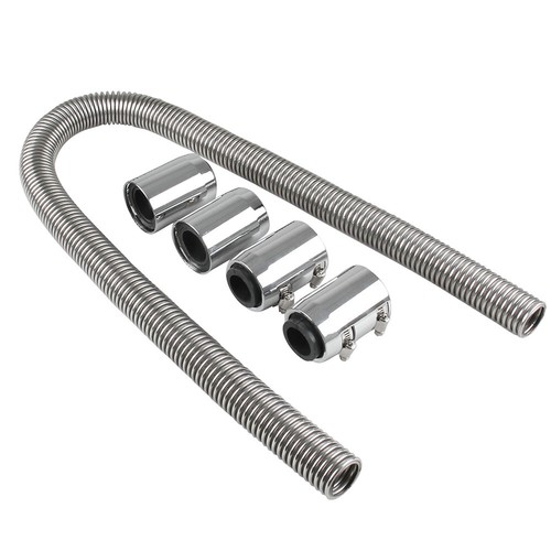 Universal 48" Chrome Stainless Steel Radiator Hose Kit w/ Aluminum Clamp Covers - Bild 2 von 9